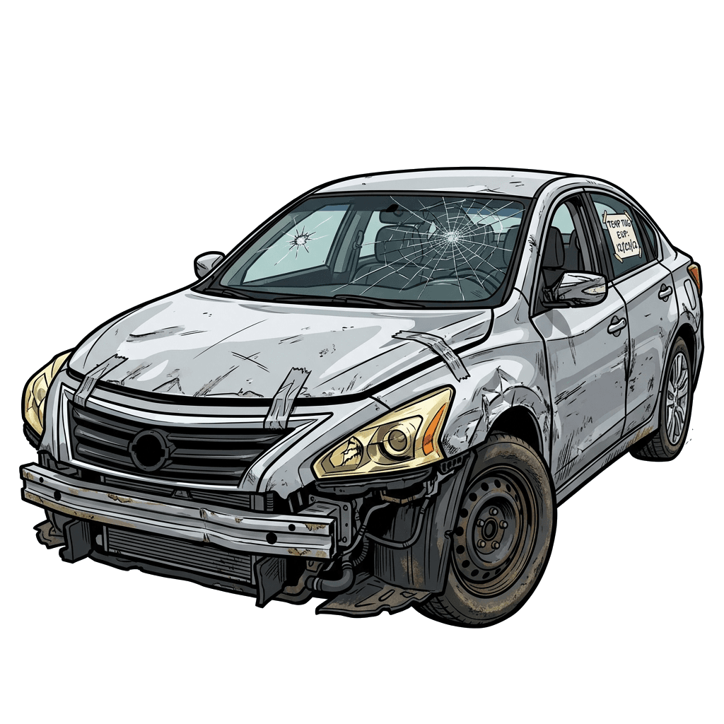 Cartoon Busted Nissan Altima